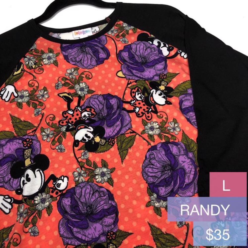 LuLaRoe Randy Baseball Tee Shirt Minnie Disney L